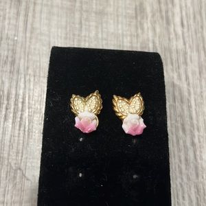 Vintage Avon faux pearl pink white rose posts earrings